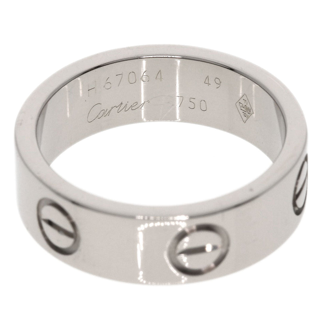 CARTIER Ring K18WG Silver Love Ring #49 Women Used Authentic
