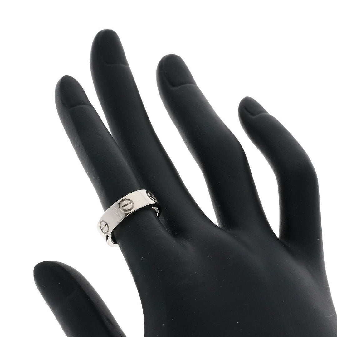 CARTIER Ring K18WG Silver Love Ring #49 Women Used Authentic