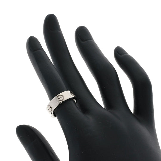 CARTIER Ring K18WG Silver Love Ring #49 Women Used Authentic