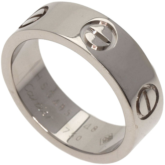 CARTIER Ring K18WG Silver Love Ring #48 Women Used Authentic