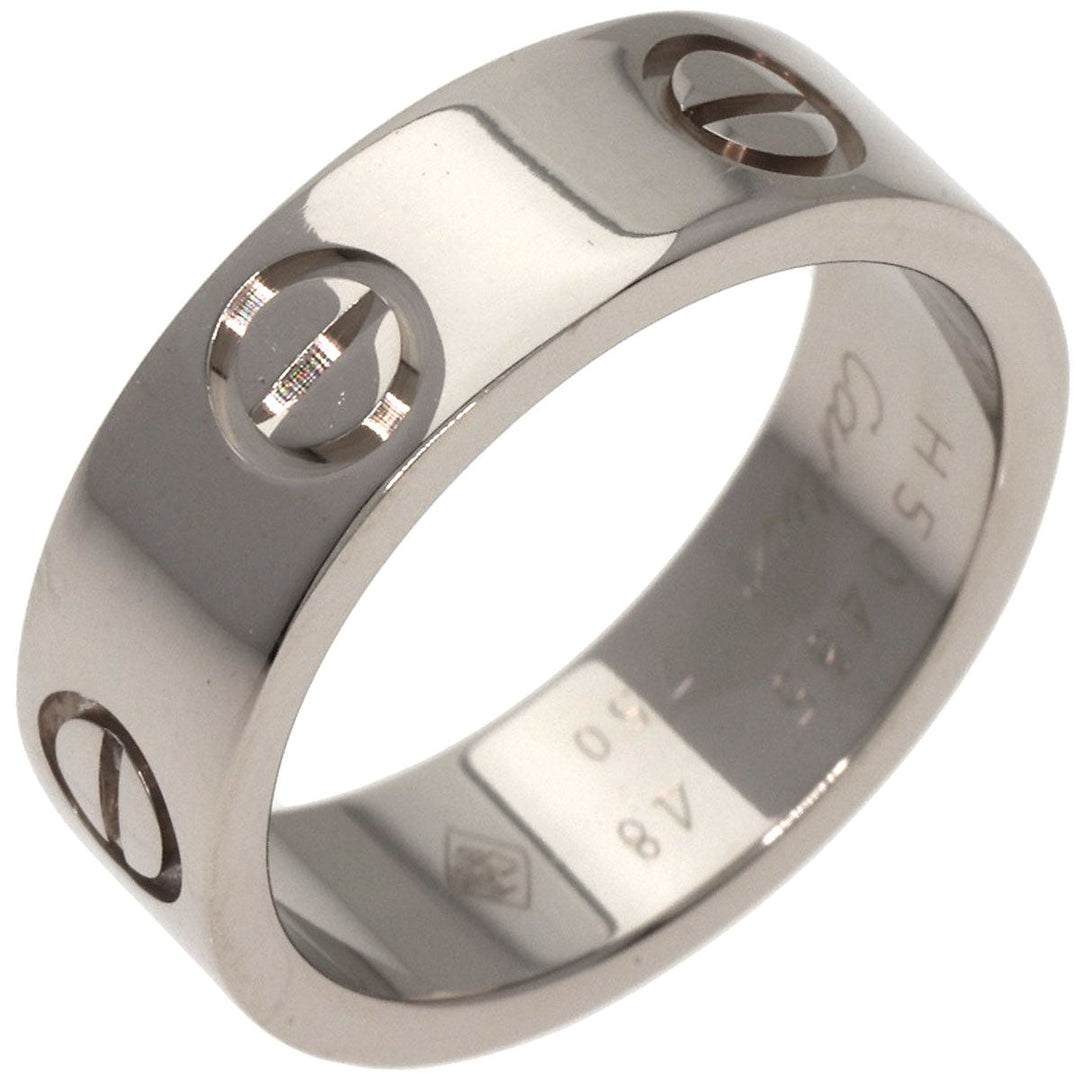 CARTIER Ring K18WG Silver Love Ring #48 Women Used Authentic