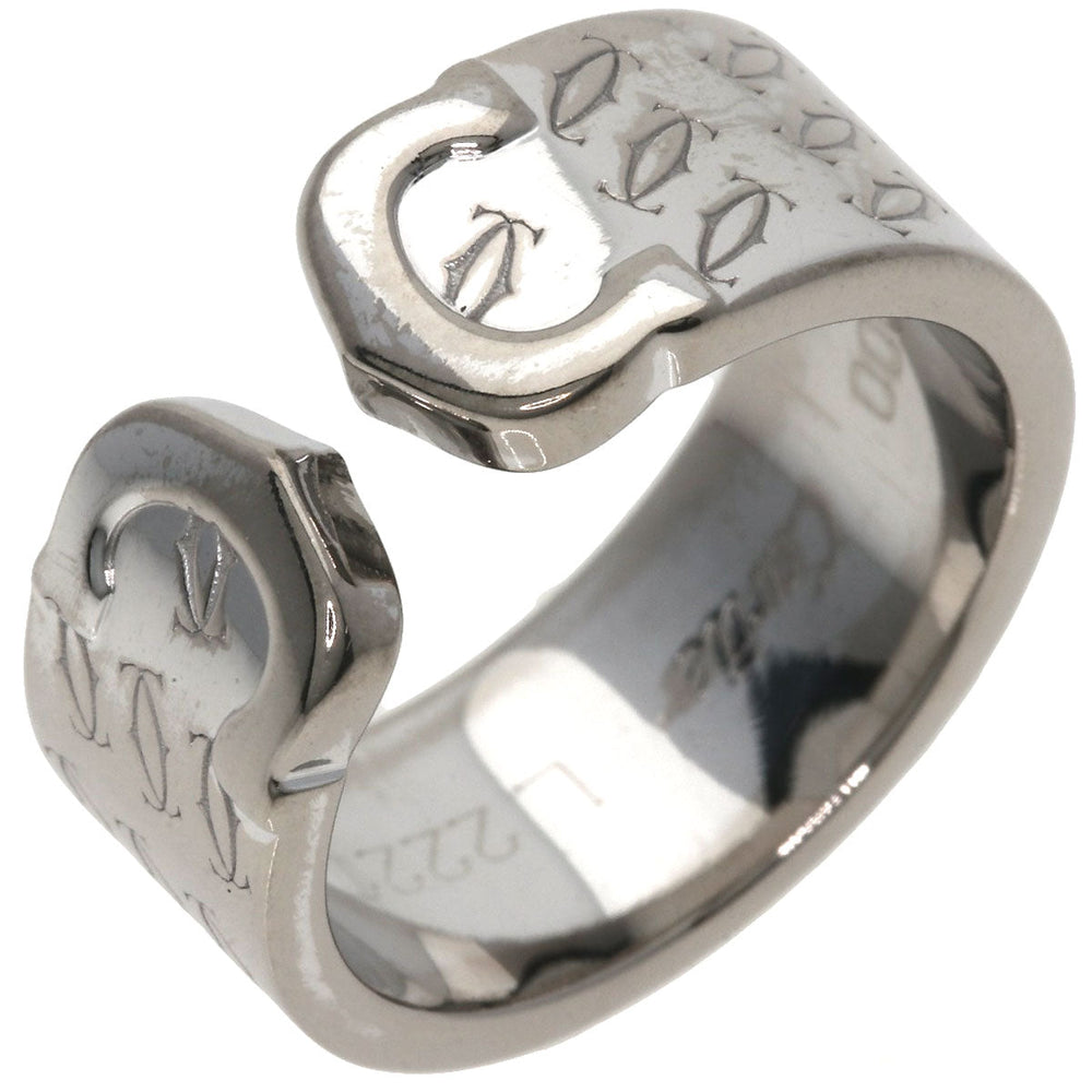CARTIER Ring K18WG Silver 2C Ring Christmas 2000 #51 Women Used Authentic