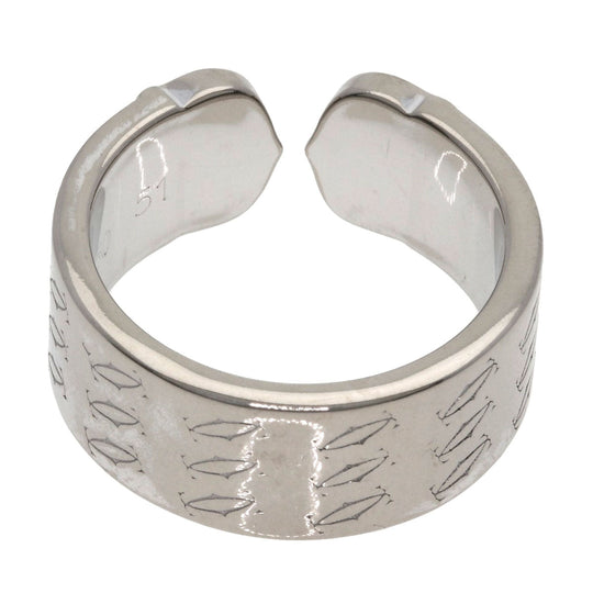 CARTIER Ring K18WG Silver 2C Ring Christmas 2000 #51 Women Used Authentic
