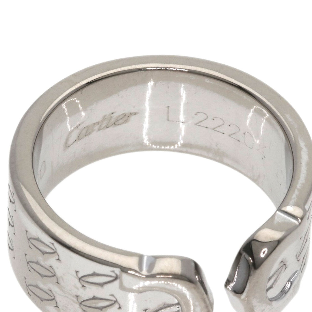 CARTIER Ring K18WG Silver 2C Ring Christmas 2000 #51 Women Used Authentic