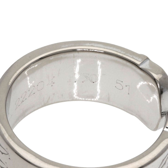 CARTIER Ring K18WG Silver 2C Ring Christmas 2000 #51 Women Used Authentic