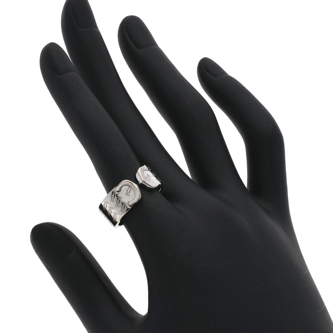 CARTIER Ring K18WG Silver 2C Ring Christmas 2000 #51 Women Used Authentic