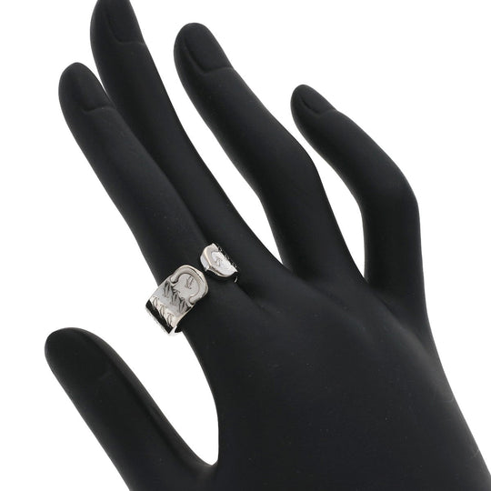 CARTIER Ring K18WG Silver 2C Ring Christmas 2000 #51 Women Used Authentic