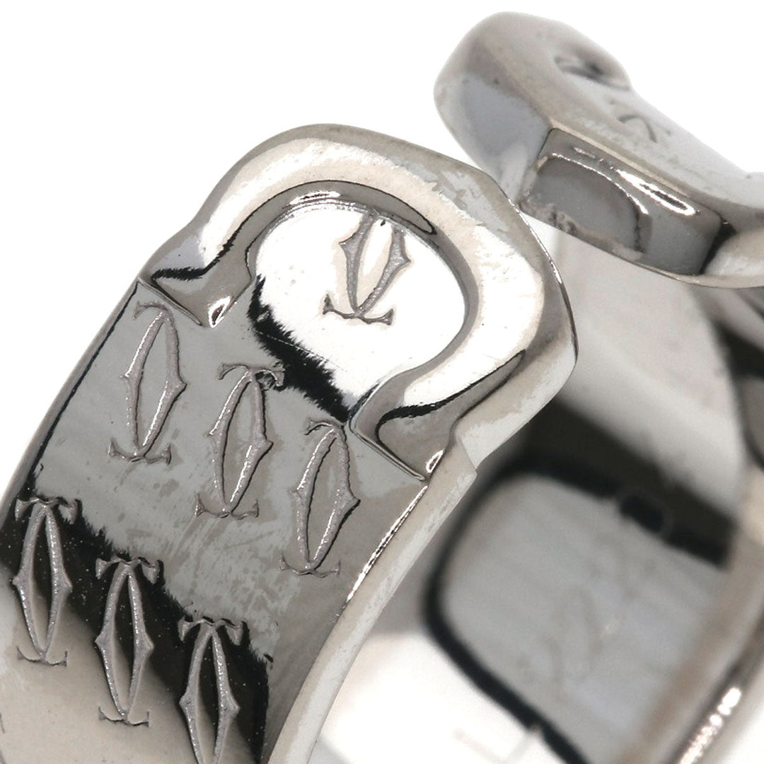 CARTIER Ring K18WG Silver 2C Ring Christmas 2000 #51 Women Used Authentic