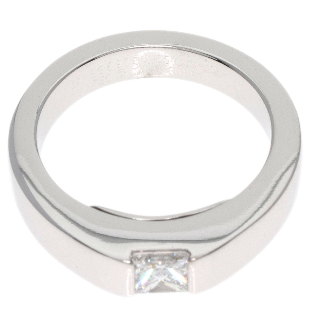 CARTIER Ring K18WG Silver Tank Diamond #44 Women Used Authentic