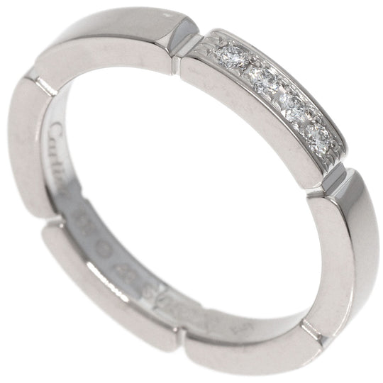 CARTIER Ring K18WG Silver Maillon PANTHERE 4P Diamond #48 Women Used Authentic
