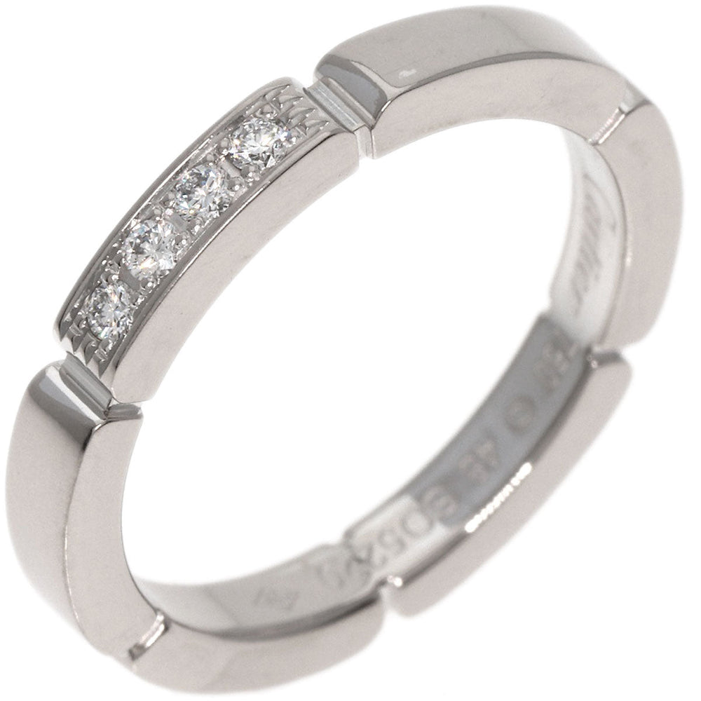 CARTIER Ring K18WG Silver Maillon PANTHERE 4P Diamond #48 Women Used Authentic