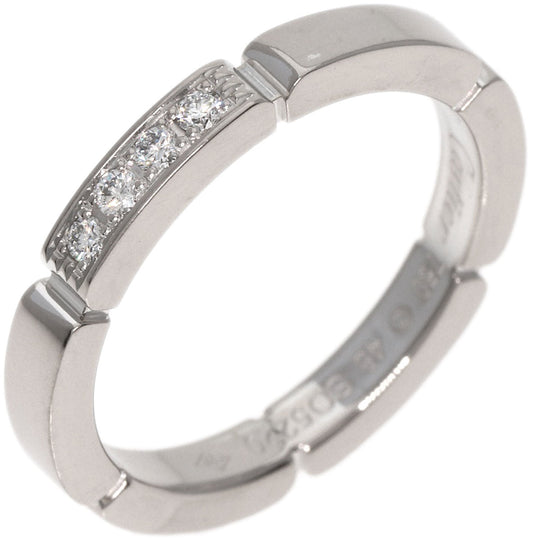 CARTIER Ring K18WG Silver Maillon PANTHERE 4P Diamond #48 Women Used Authentic