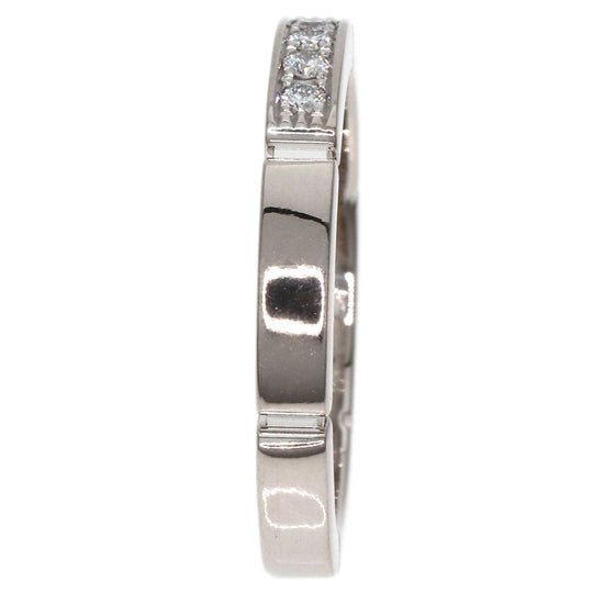 CARTIER Ring K18WG Silver Maillon PANTHERE 4P Diamond #48 Women Used Authentic