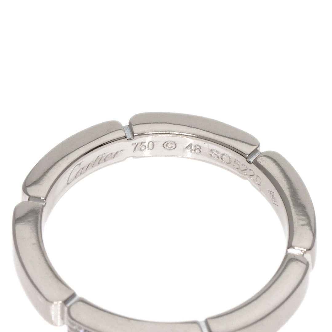 CARTIER Ring K18WG Silver Maillon PANTHERE 4P Diamond #48 Women Used Authentic