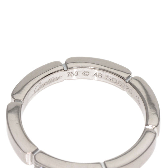 CARTIER Ring K18WG Silver Maillon PANTHERE 4P Diamond #48 Women Used Authentic