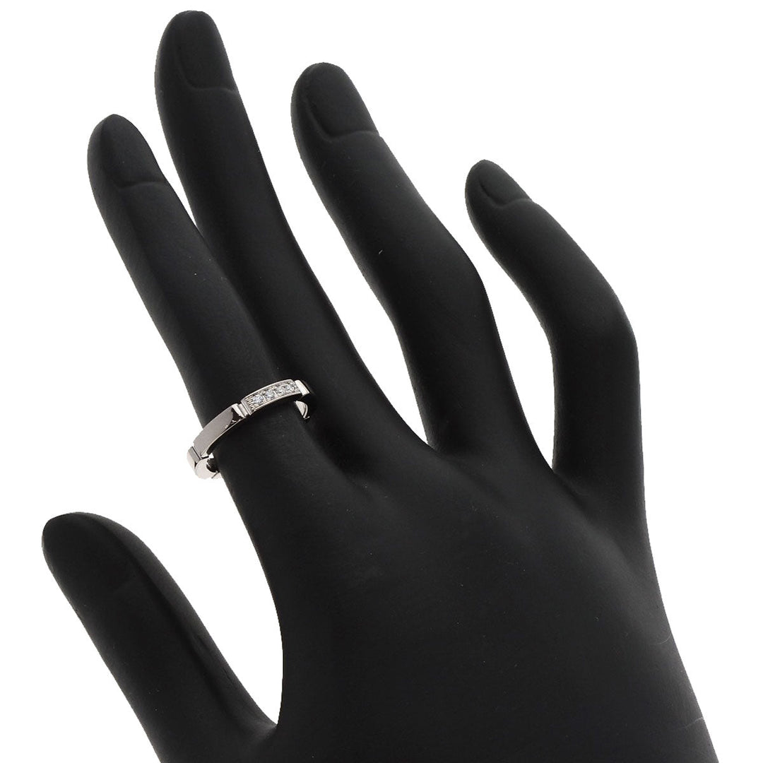CARTIER Ring K18WG Silver Maillon PANTHERE 4P Diamond #48 Women Used Authentic