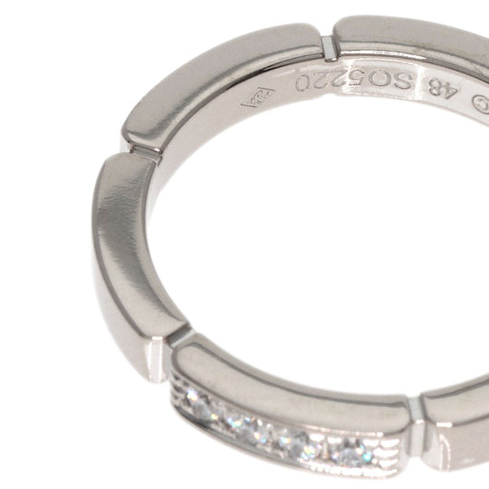CARTIER Ring K18WG Silver Maillon PANTHERE 4P Diamond #48 Women Used Authentic
