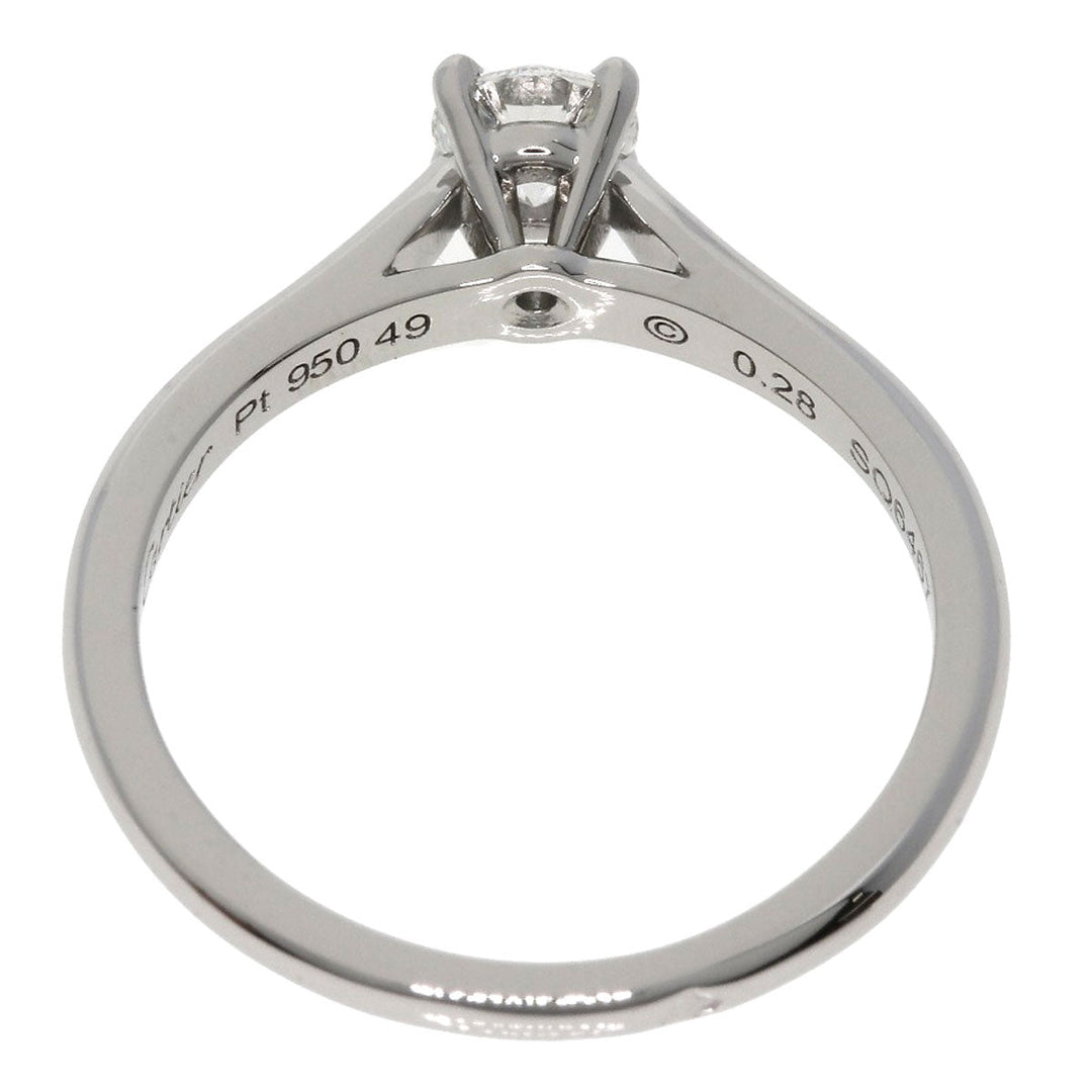 CARTIER Ring PT950 Silver Solitaire 1P Diamond #49