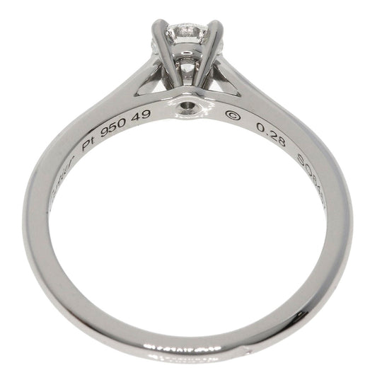 CARTIER Ring PT950 Silver Solitaire 1P Diamond #49