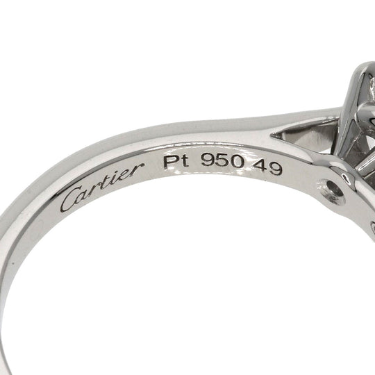 CARTIER Ring PT950 Silver Solitaire 1P Diamond #49