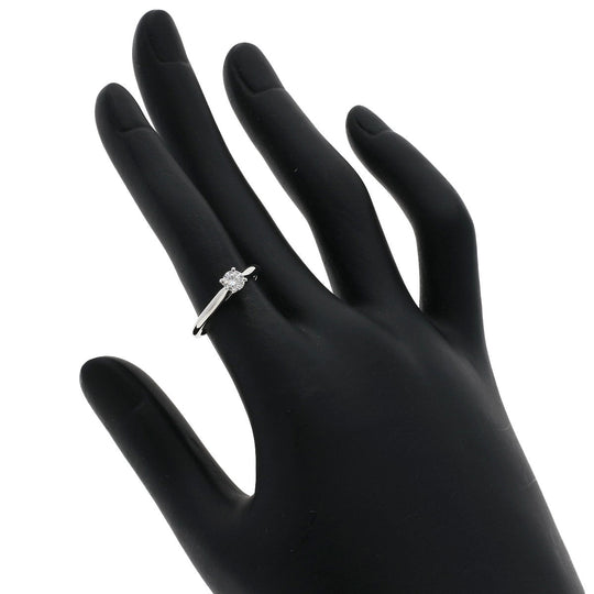 CARTIER Ring PT950 Silver Solitaire 1P Diamond #49