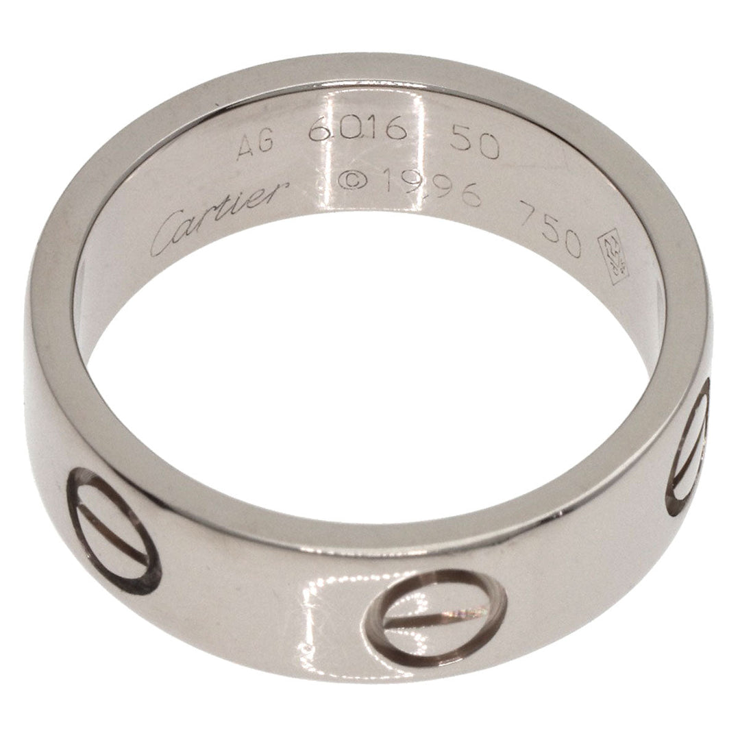 CARTIER Ring K18WG Silver Love Ring #50 Women Used Authentic