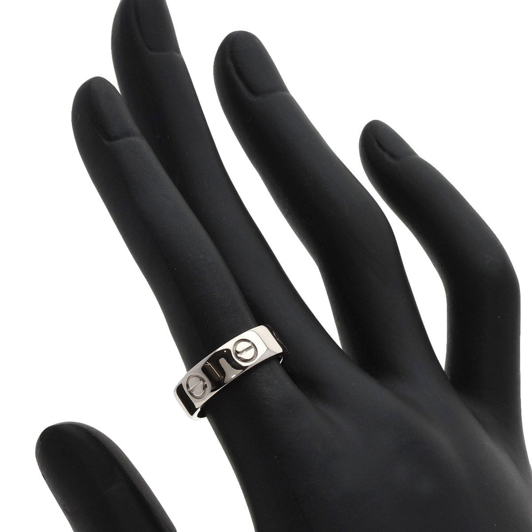 CARTIER Ring K18WG Silver Love Ring #50 Women Used Authentic