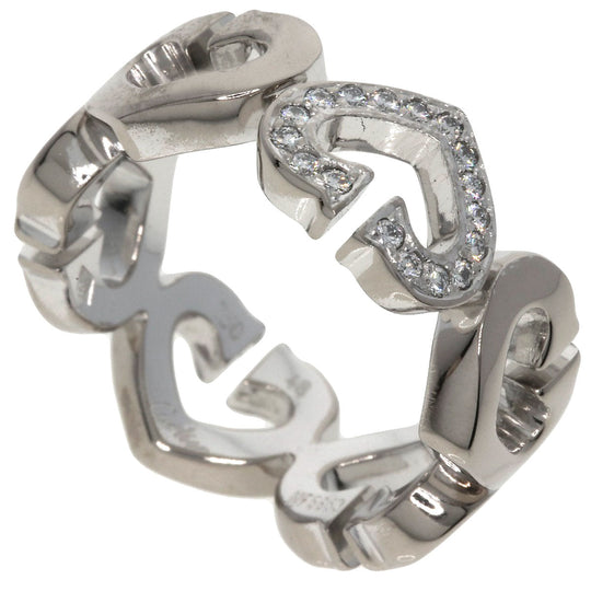 CARTIER Ring K18WG Silver C Heart Diamond # 48
