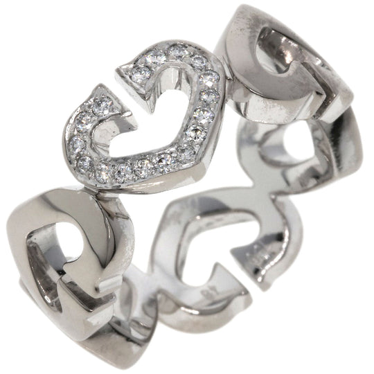CARTIER Ring K18WG Silver C Heart Diamond # 48