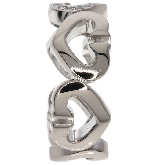 CARTIER Ring K18WG Silver C Heart Diamond # 48