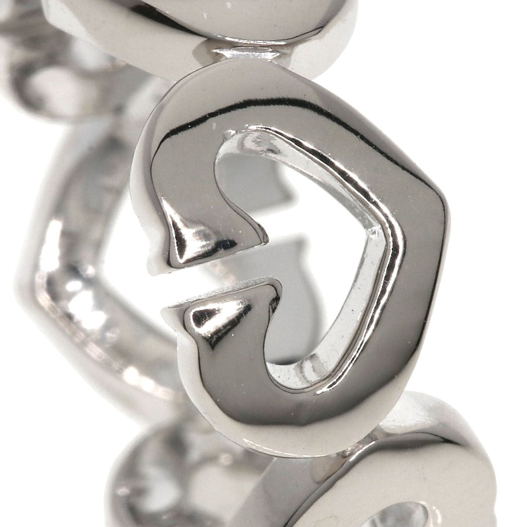 CARTIER Ring K18WG Silver C Heart Diamond # 48