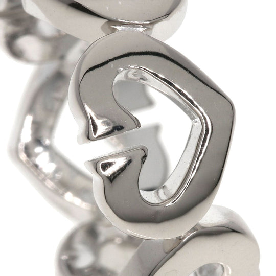 CARTIER Ring K18WG Silver C Heart Diamond # 48