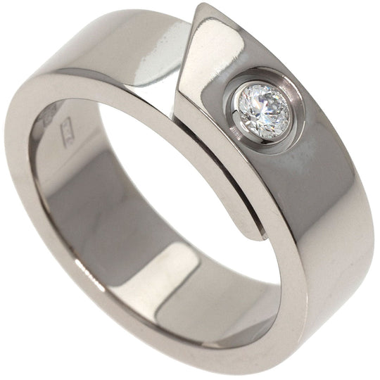 CARTIER Ring K18WG Silver Anniversary 1P Diamond #48 Women Used Authentic