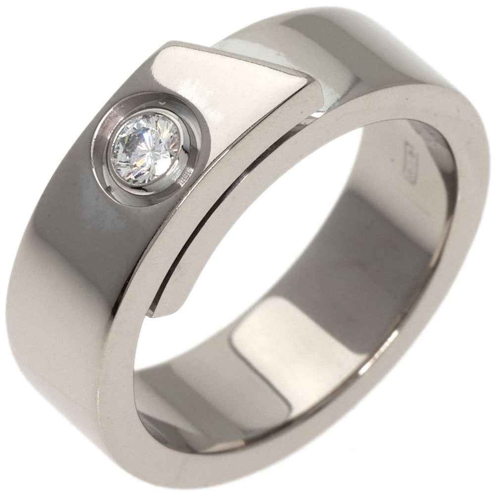 CARTIER Ring K18WG Silver Anniversary 1P Diamond #48 Women Used Authentic