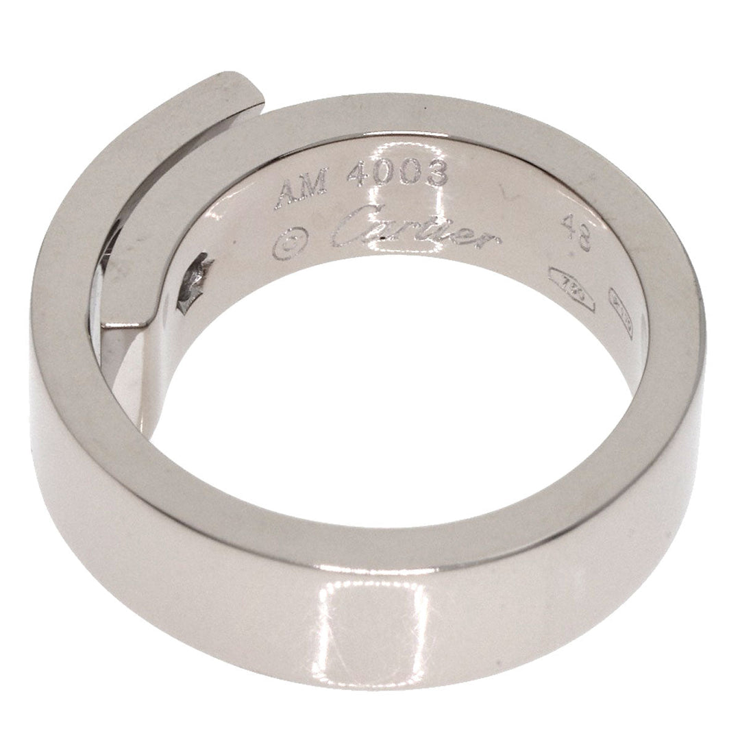 CARTIER Ring K18WG Silver Anniversary 1P Diamond #48 Women Used Authentic