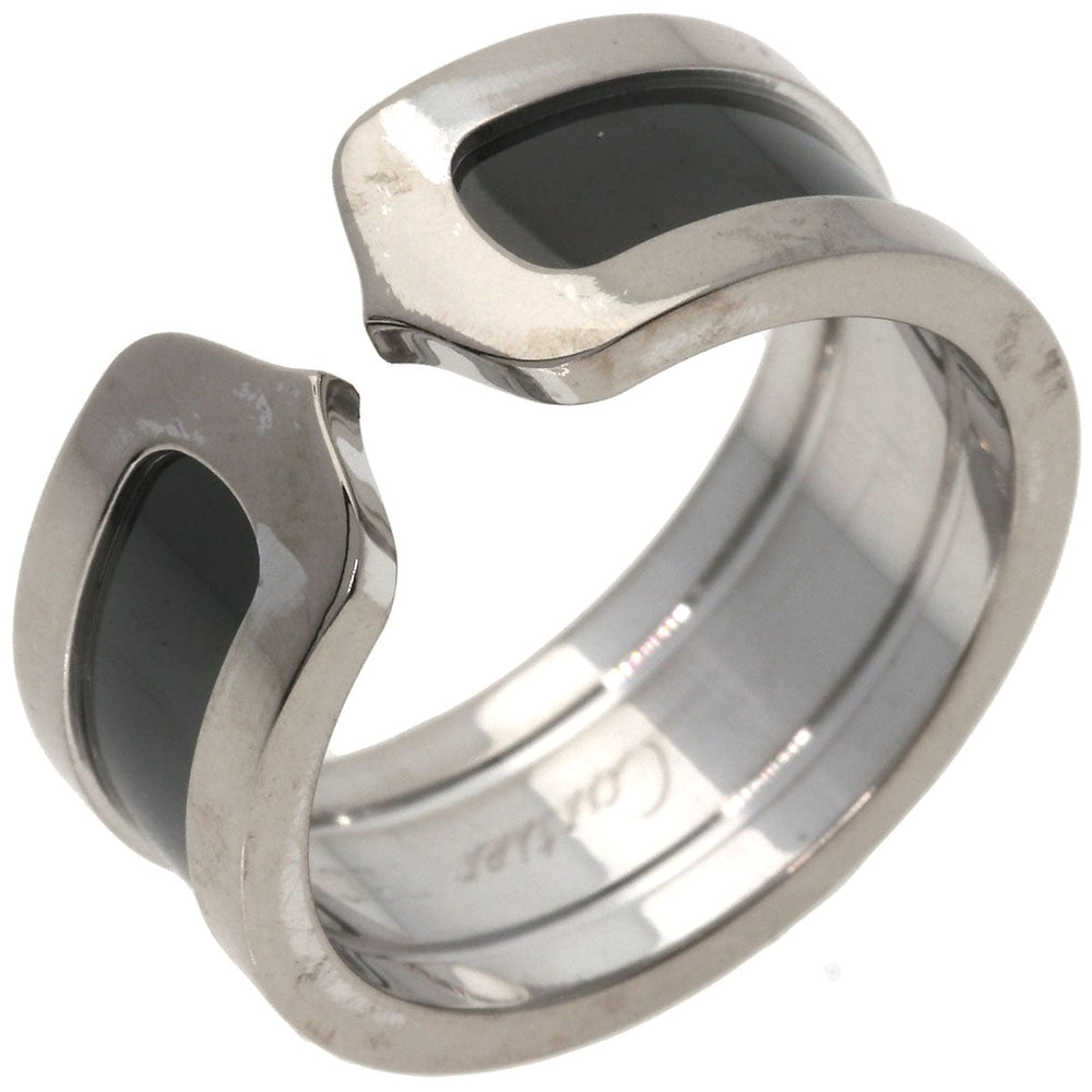 CARTIER Ring K18WG Silver C2 ring black lacquer # 55