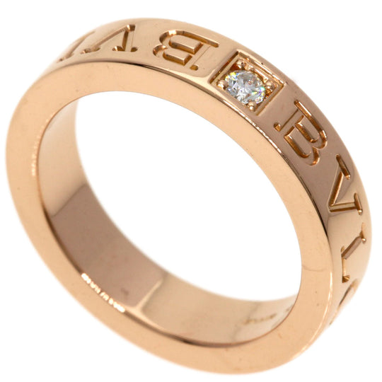 BVLGARI Ring 18K Pink Gold gold Double logo 1P diamond Women Used Authentic