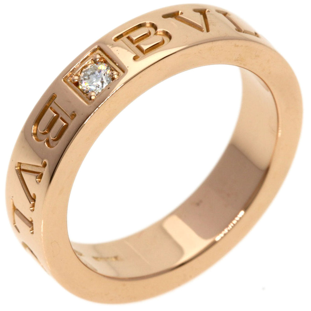 BVLGARI Ring 18K Pink Gold gold Double logo 1P diamond Women Used Authentic