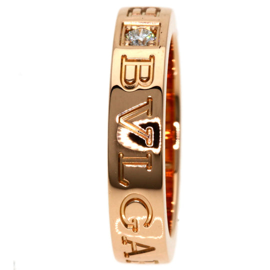 BVLGARI Ring 18K Pink Gold gold Double logo 1P diamond Women Used Authentic