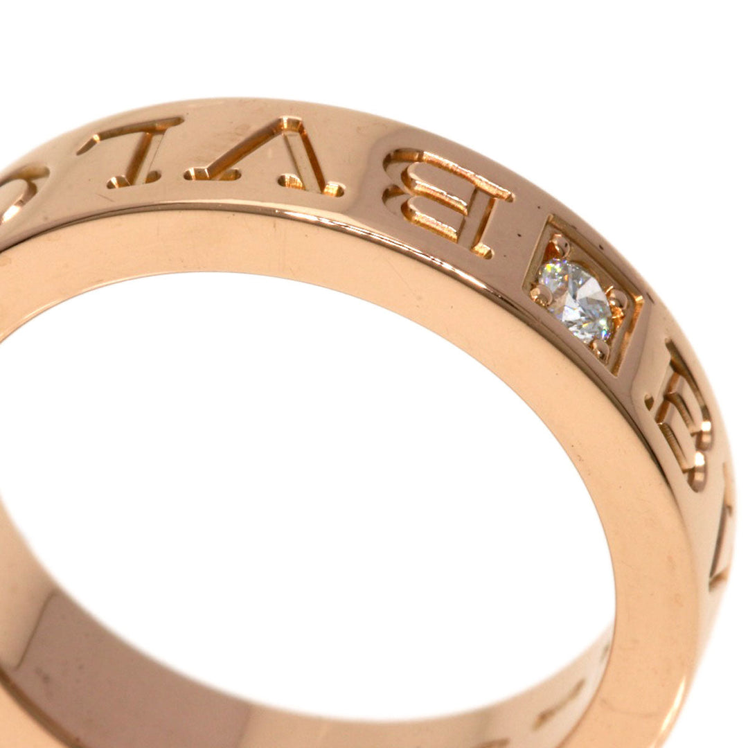BVLGARI Ring 18K Pink Gold gold Double logo 1P diamond Women Used Authentic