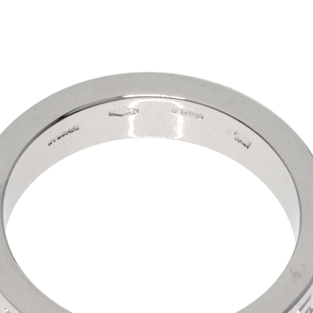 BVLGARI Ring K18WG Silver Double logo 1P Diamond Women Used Authentic