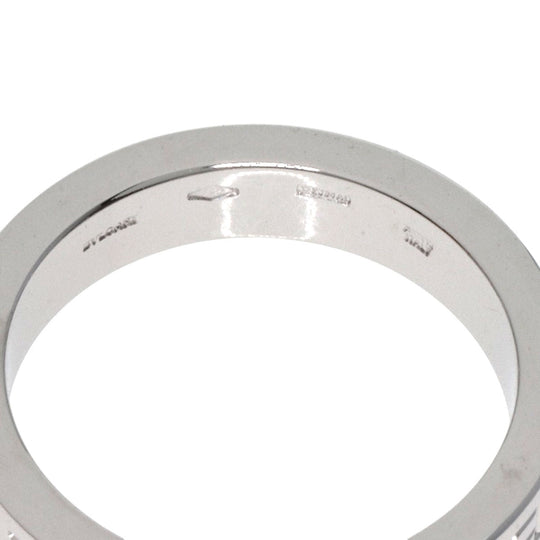 BVLGARI Ring K18WG Silver Double logo 1P Diamond Women Used Authentic