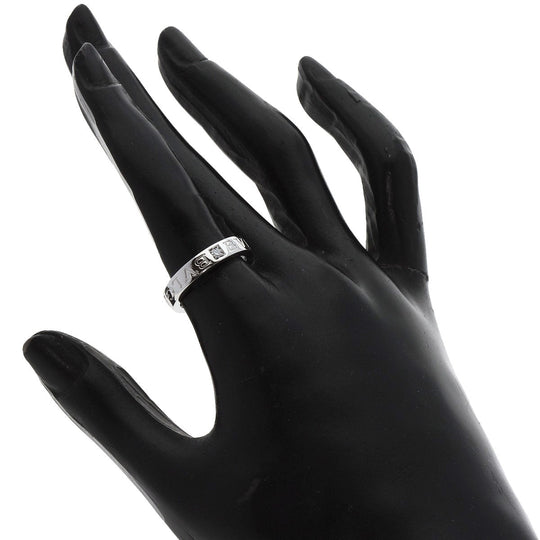 BVLGARI Ring K18WG Silver Double logo 1P Diamond Women Used Authentic