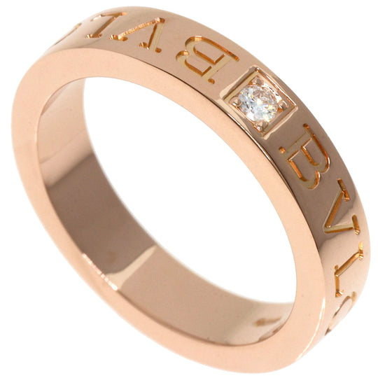 BVLGARI Ring 18K Pink Gold gold Double logo 1P Diamond Women Used Authentic