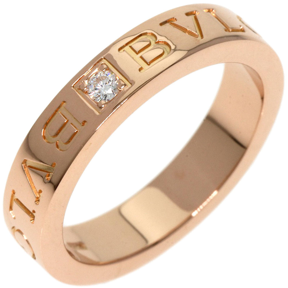BVLGARI Ring 18K Pink Gold gold Double logo 1P Diamond Women Used Authentic