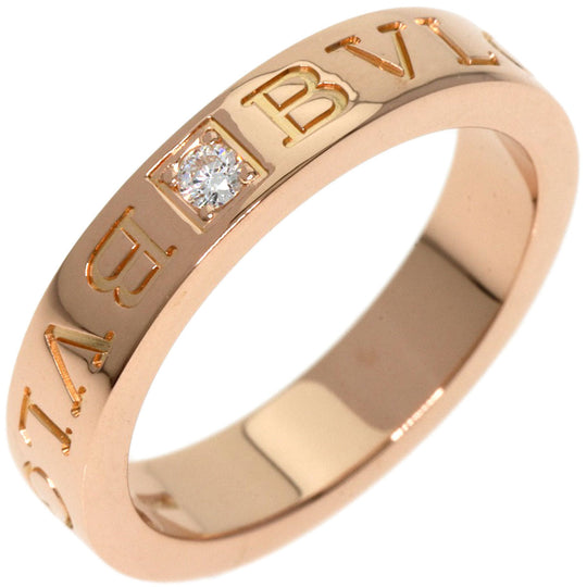 BVLGARI Ring 18K Pink Gold gold Double logo 1P Diamond Women Used Authentic