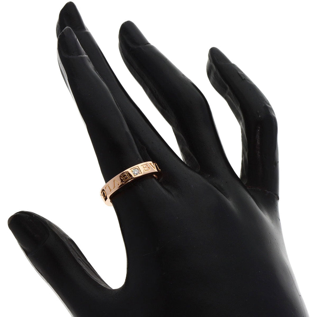 BVLGARI Ring 18K Pink Gold gold Double logo 1P Diamond Women Used Authentic