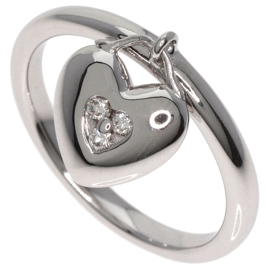 TIFFANY&Co. Ring K18WG Silver Heart Lock 3P Diamond Women Used Authentic