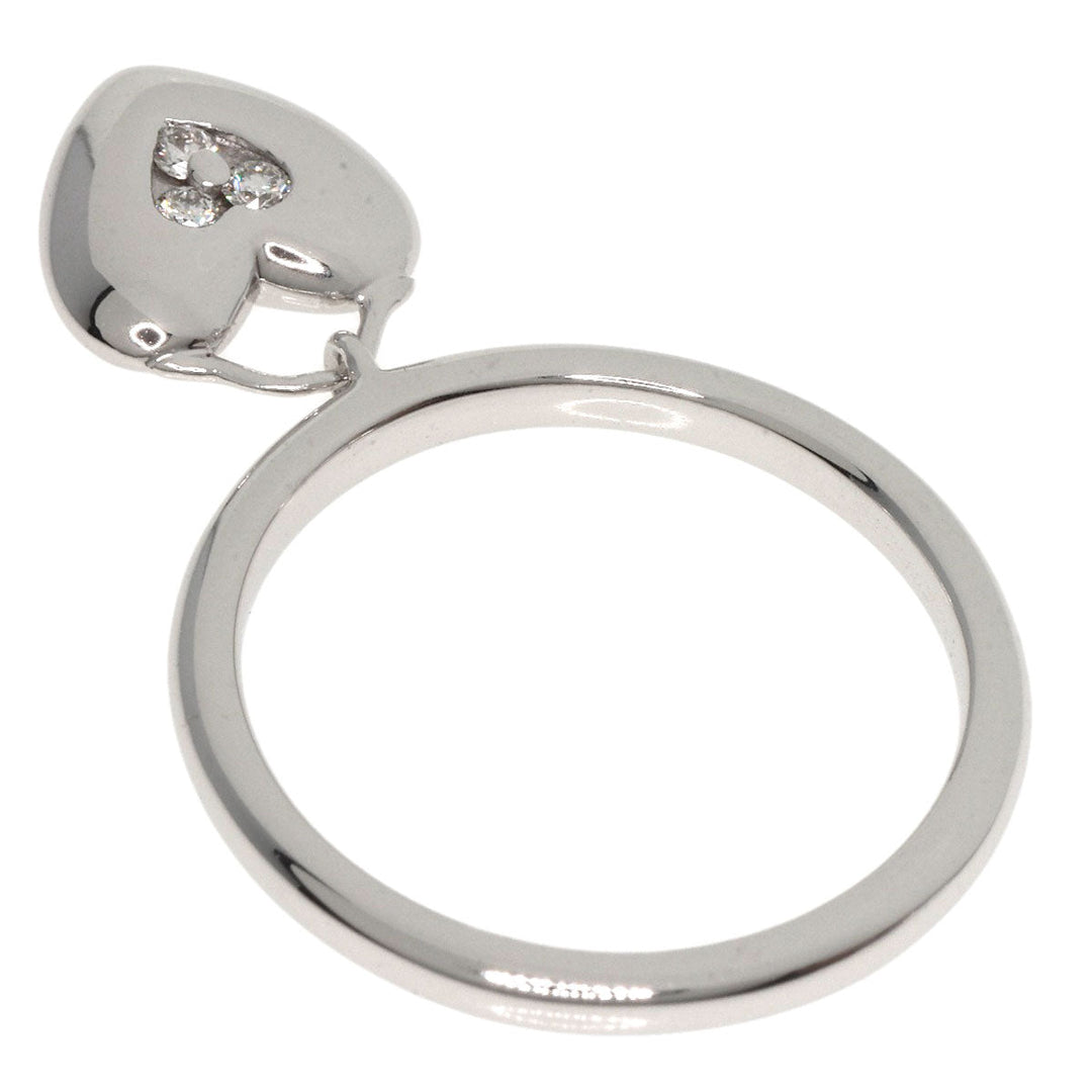 TIFFANY&Co. Ring K18WG Silver Heart Lock 3P Diamond Women Used Authentic