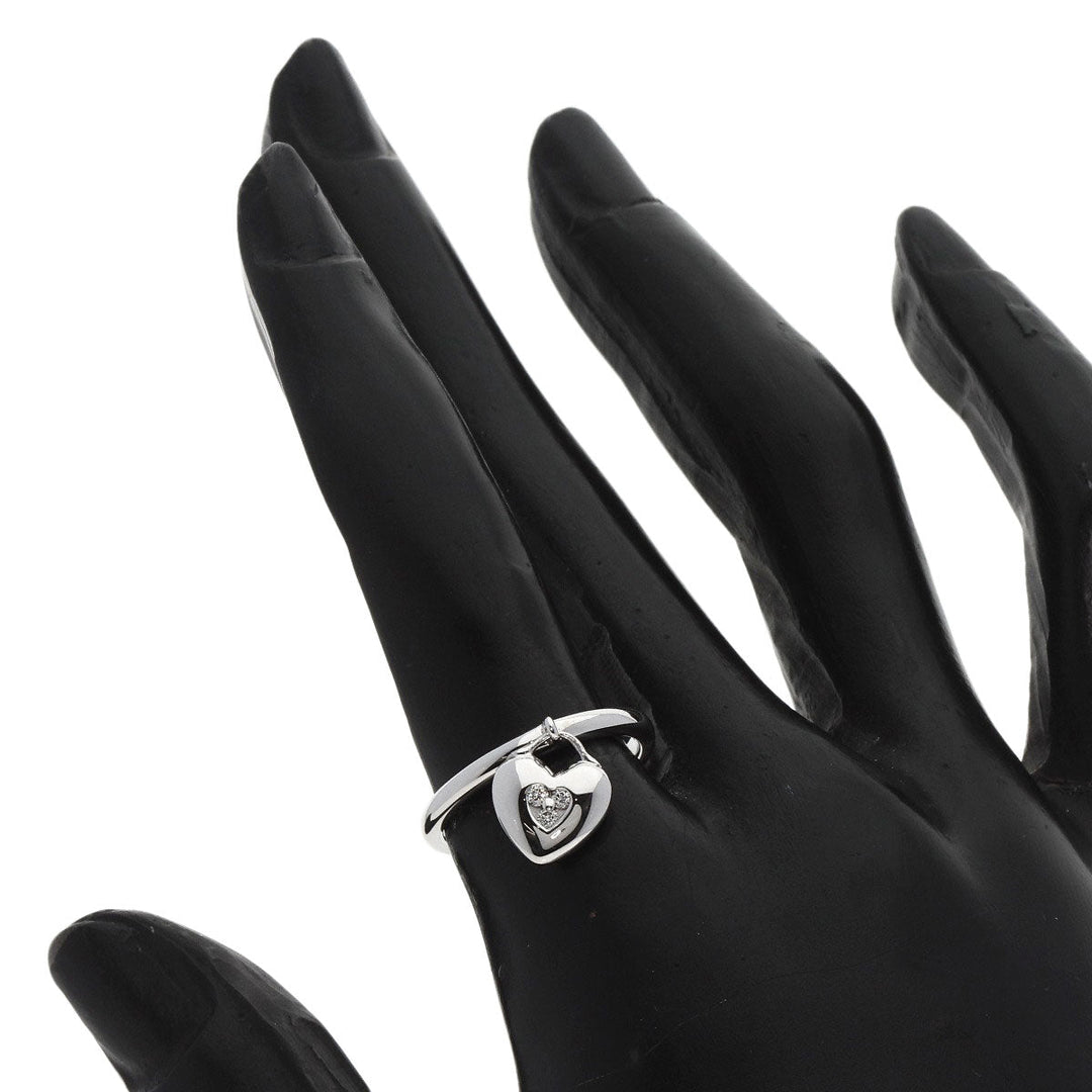 TIFFANY&Co. Ring K18WG Silver Heart Lock 3P Diamond Women Used Authentic